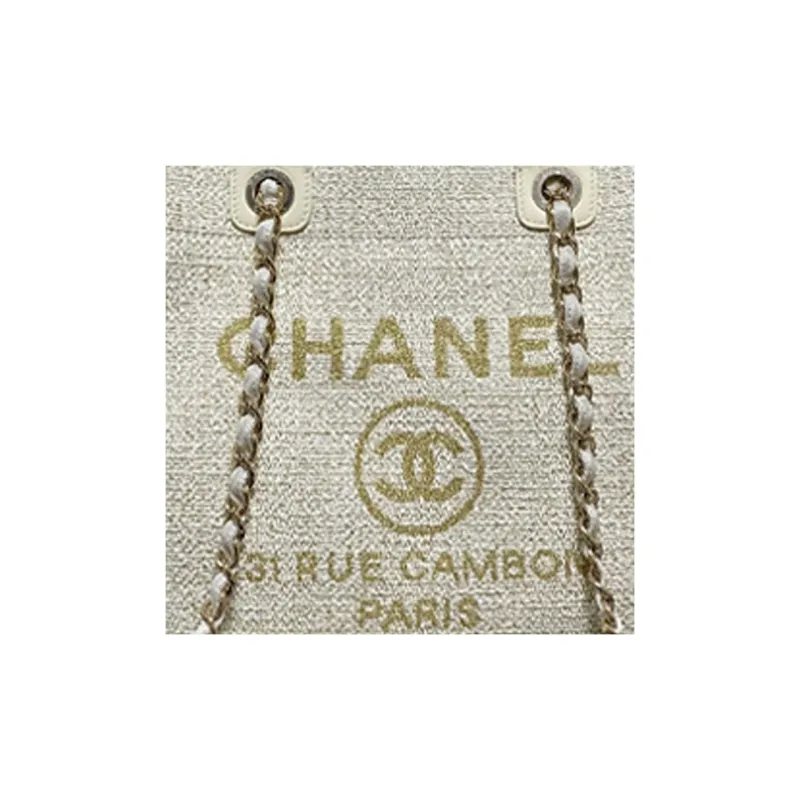 CHANEL Fabric Tote Bag, Shopping Bag, Beach Bag, Shoulder Bag, Crossbody Bag, Chain Bag, Handbag Women's White-4