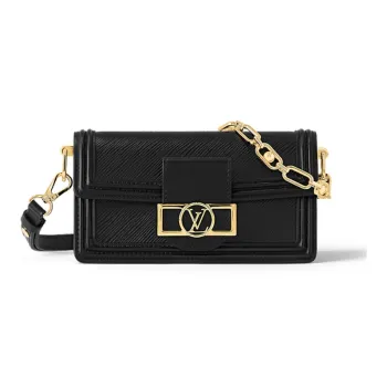 LOUIS VUITTON Dauphine Cow Leather Portable Crossbody Bag Shoulder Bag Women's Black