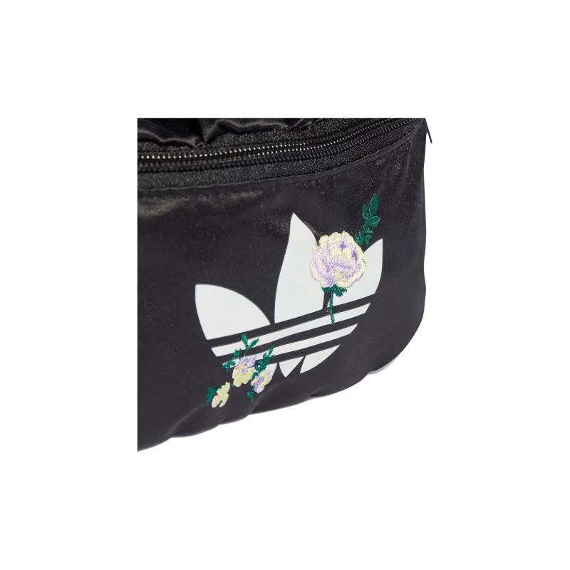 Adidas Originals Recycled Material Panel Satin Crossbody One Shoulder Fanny Pack Regular Women's Black-3
