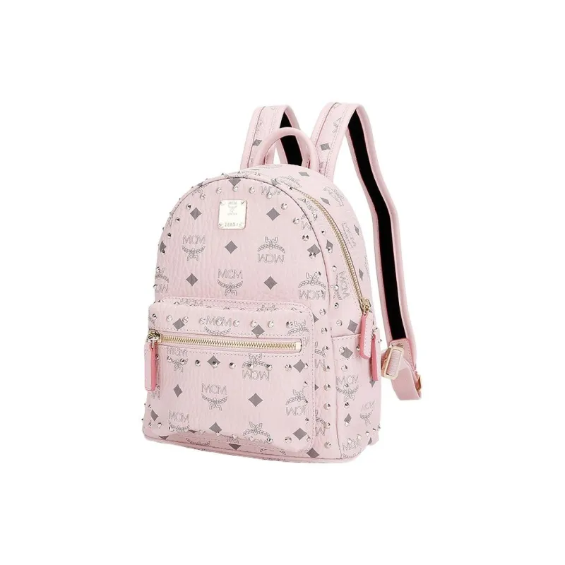 MCM Stark Visetos Artificial Leather Backpack Women's Pink-1