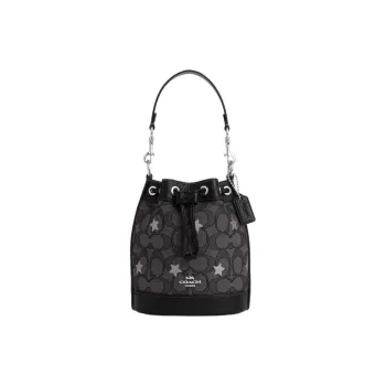 COACH Dempsey Cow Leather Bucket Bags Shoulder Bag Crossbody Bag Handbag Mini Women's Black Gray Color