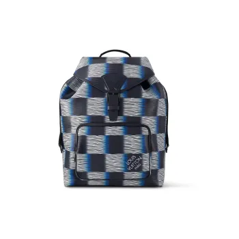 LOUIS VUITTON Montsouris Cow Leather Trim Backpack Regular Men's Blue Moon