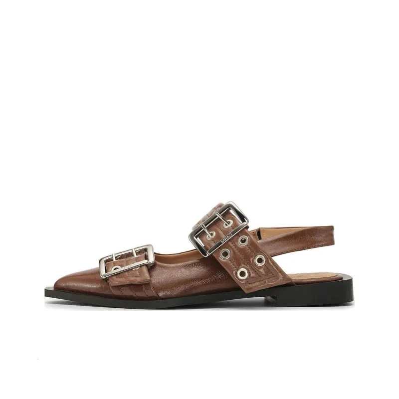 GANNI Buckle-strap Slingback Ballerina Shoes-0