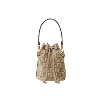 FENDI Mon Tresor Brocade Fabric Bucket Bag, Shoulder Bag, Crossbody Bag, Handbag Small Size Women's Dove Gray