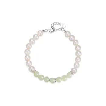 SEVEN COOK 925 Sterling Silver Hetian Jade Bracelets Women's Green Jade