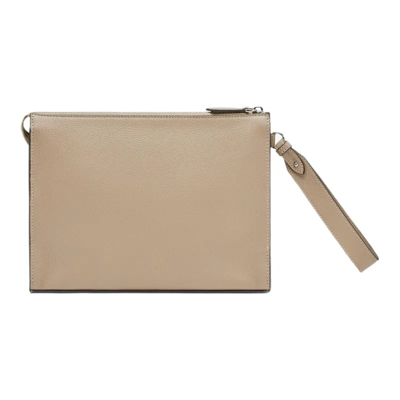 FENDI ROMA Leather Clutch Regular Men's Light Umber-2