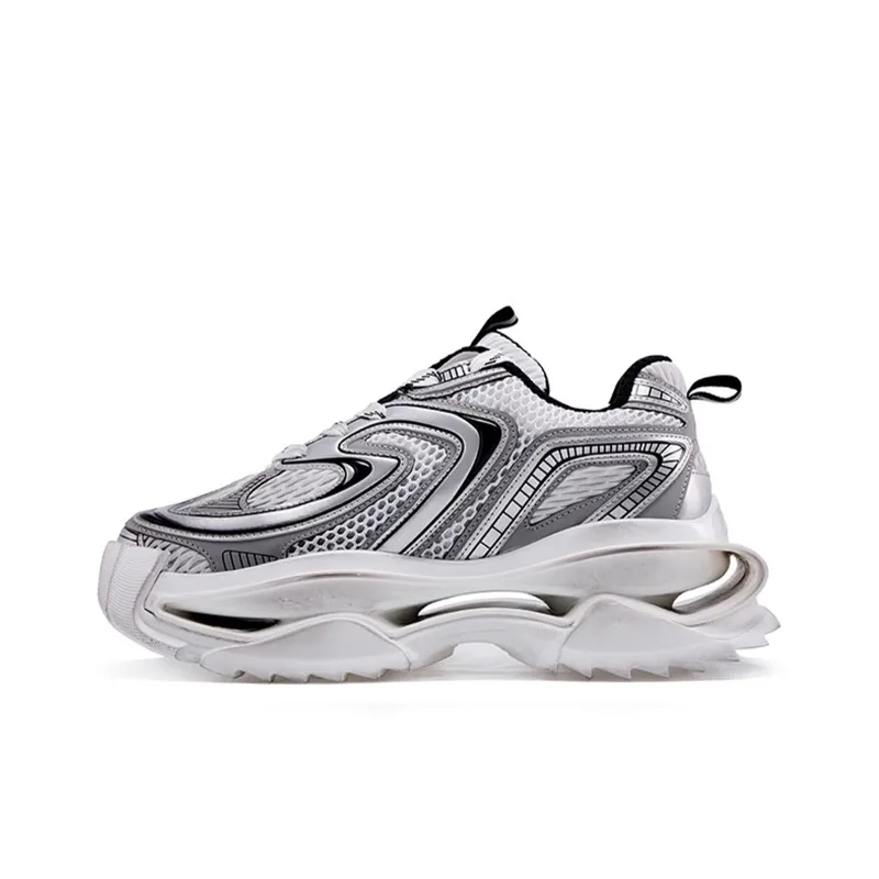 M88M Galactic Battleship Low Top Chunky Sneakers Unisex Silver-0