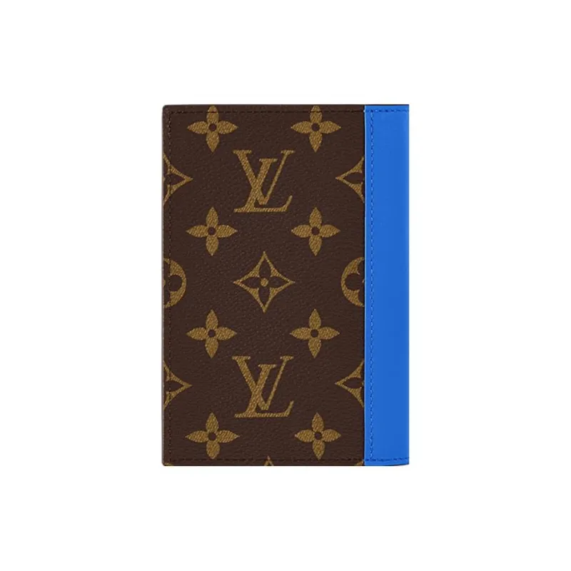 LOUIS VUITTON Coated Canvas With Cow Leather Passport Holder Regular Men's Blue-2