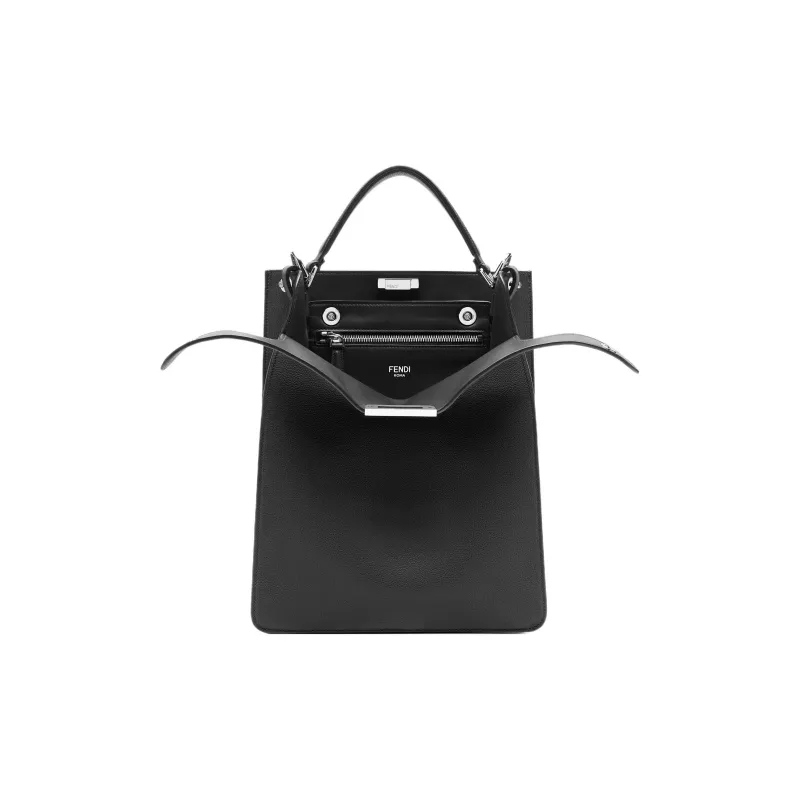 FENDI Calfskin Handbag, Shoulder Bag, Crossbody Bag Small Size Men's Black-0