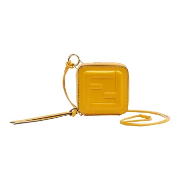 FENDI FF Calfskin Coin Purses Wallets Small Size Women's Yellow