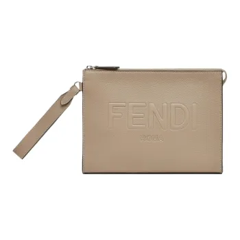 FENDI ROMA Leather Clutch Regular Men's Light Umber