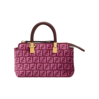 FENDI By The Way Series Brocade Fabric Boston Bag Shoulder Bag Crossbody Bag Handbag Mini Women's Pink