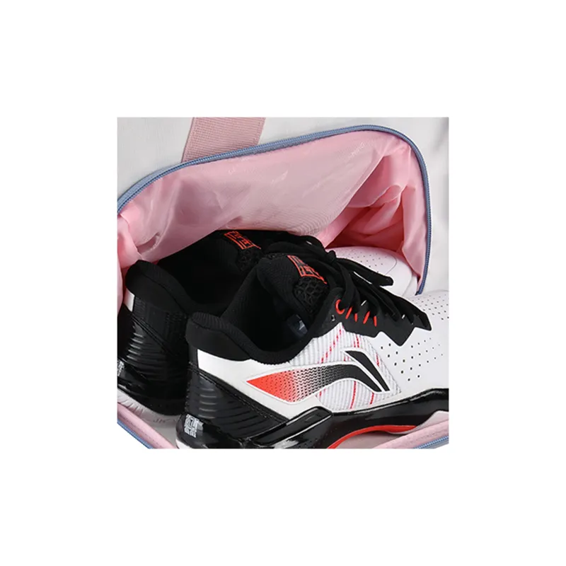 LiNing Polyester Badminton Racket Bag, One Shoulder Handbag Regular Unisex White Pink-3