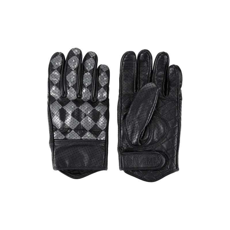 AMZ Cycling Glove Unisex Top Grain Cow Leather Black Gray-0