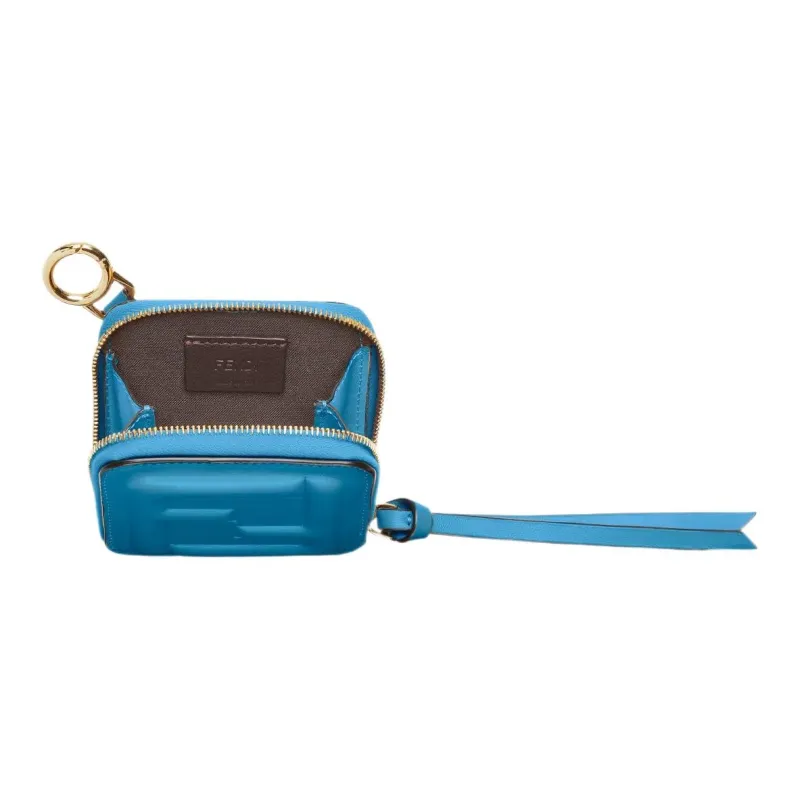 FENDI Calfskin Coin Purse Small Size Women's Light Blue-1