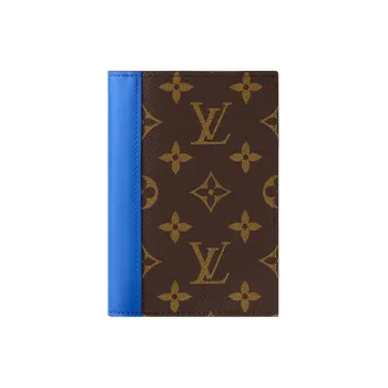 LOUIS VUITTON Coated Canvas With Cow Leather Passport Holder Regular Men's Blue