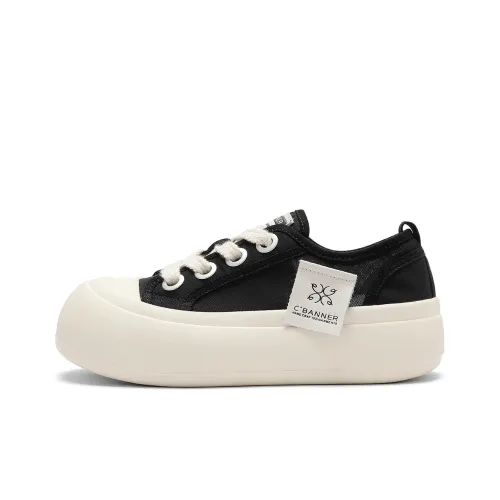 C°BANNER Breathable Height Increase Low Top Skateboard shoes Bold Women's Black