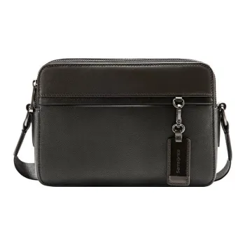 SAMSONITE Cow Leather Shoulder Bag Crossbody Bag Men's Black