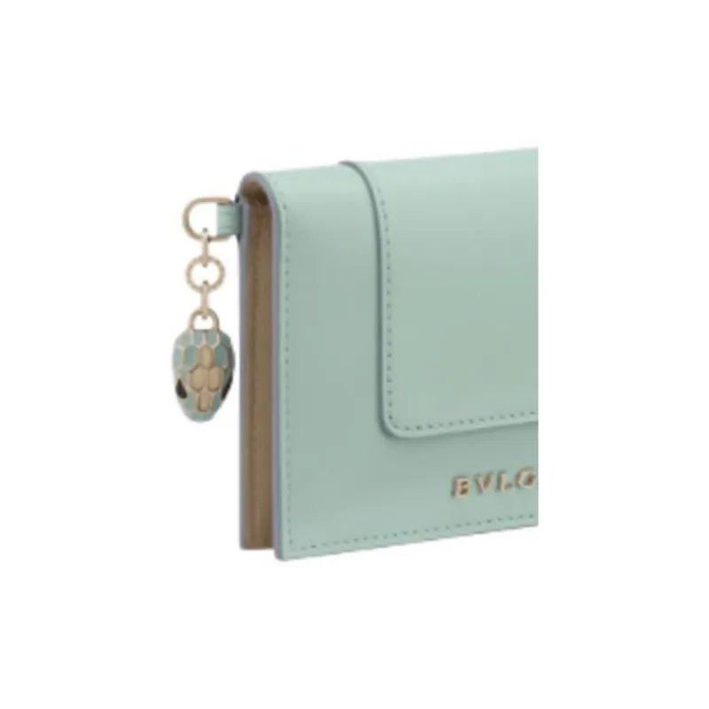BVLGARI Serpenti Forever Series Calfskin Card Holder Regular Women's Light Blue-1