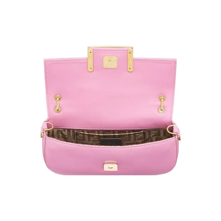 FENDI Baguette Nappa Leather Clutch One Shoulder Crossbody Cell Phone Pouch Regular Women's Pink-2