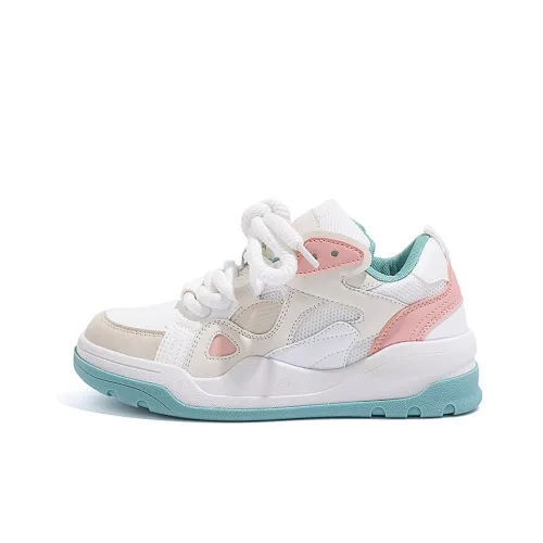 HUANQIU Low Top Skateboard Shoes Women's White Pink