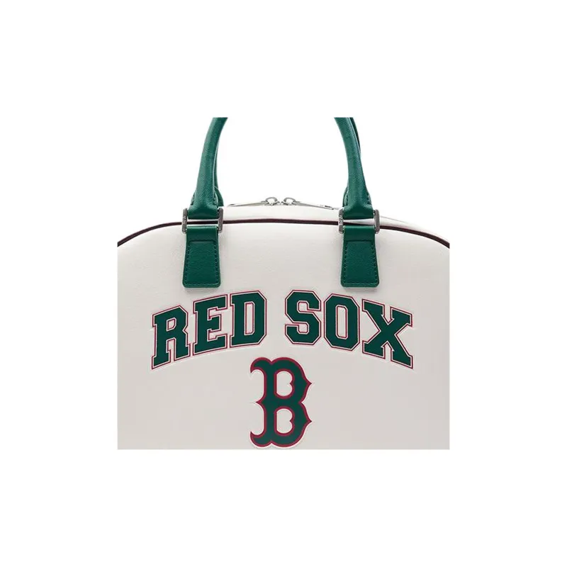 MLB Boston Red Sox Artificial Leather Bowling Bag, Crossbody, One Shoulder, Handbag Tubas Unisex Cream-4
