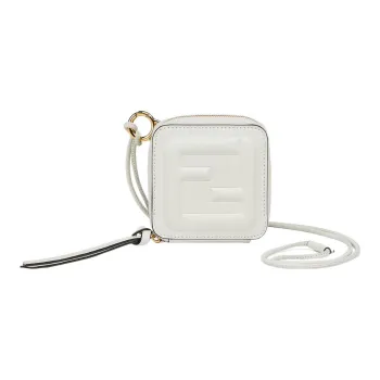FENDI Calfskin Wallet Small Size Women's White