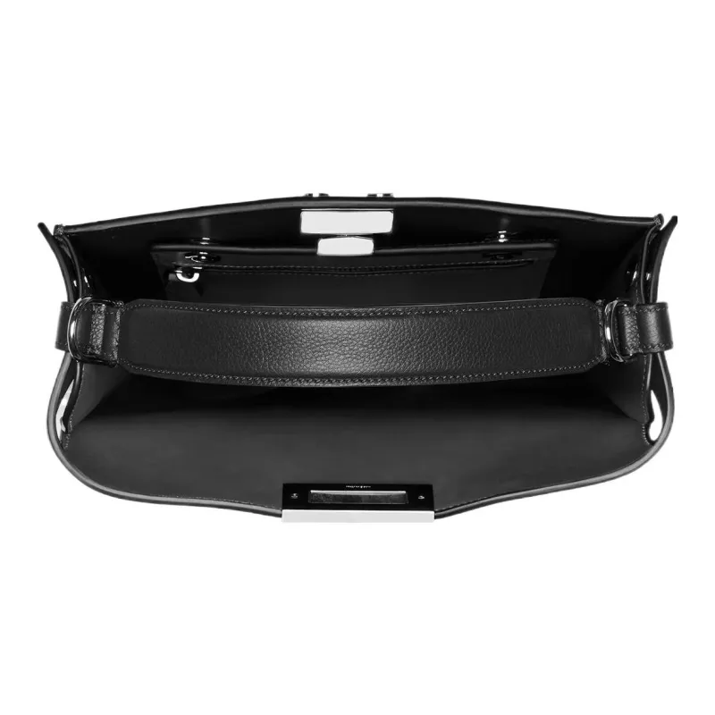 FENDI Calfskin Handbag, Shoulder Bag, Crossbody Bag Small Size Men's Black-5