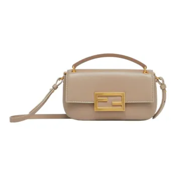FENDI Baguette Nappa Leather Clutch One Shoulder Crossbody Cell Phone Pouch Regular Women's Dove Gray