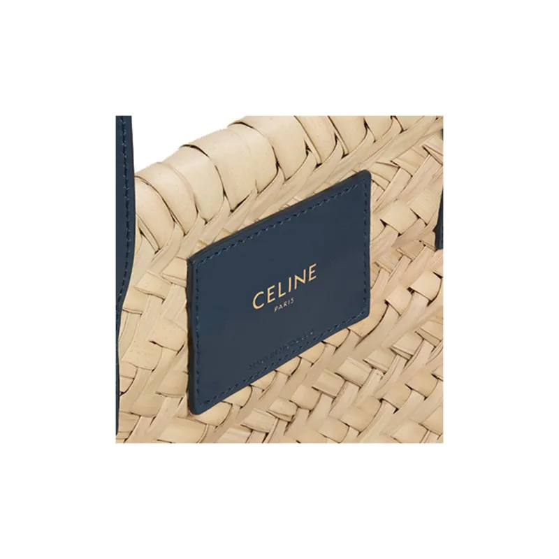 CELINE Triumph Gate Triomphe Linen Shoulder Bag Tote Bag Shopping Bag Handbag Medium Size Women's Marine Blue-3