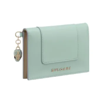 BVLGARI Serpenti Forever Series Calfskin Card Holder Regular Women's Light Blue