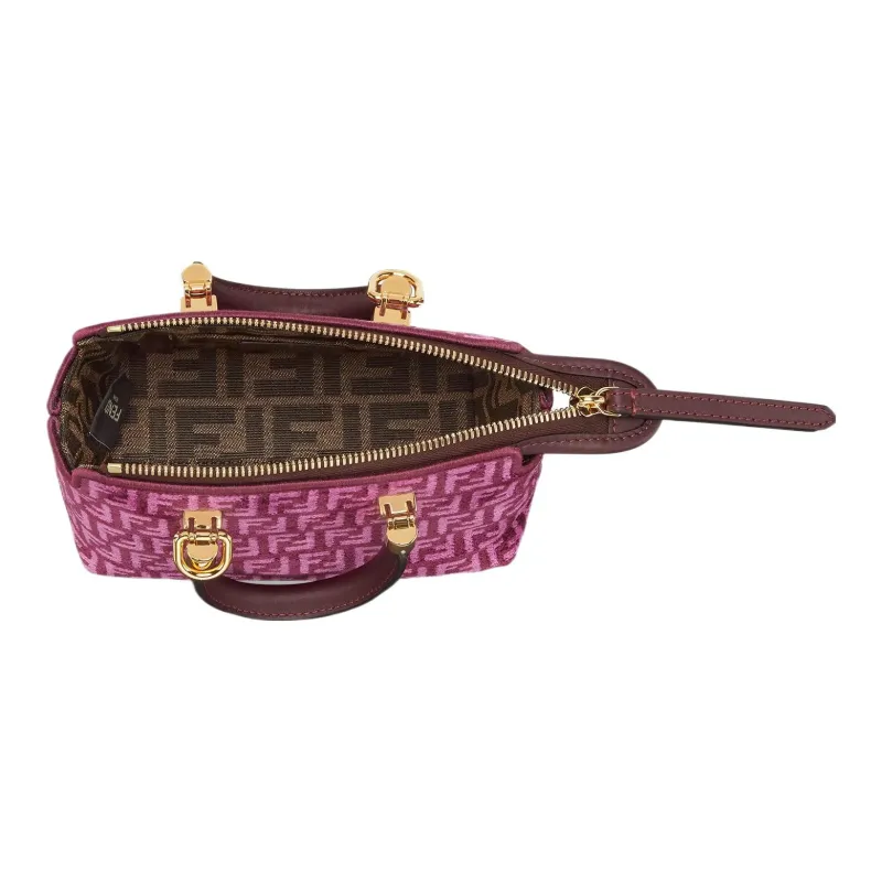 FENDI By The Way Series Brocade Fabric Boston Bag Shoulder Bag Crossbody Bag Handbag Mini Women's Pink-3