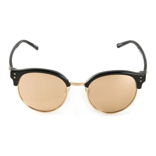 Linda Farrow Acetate 22K Gold Browline Sunglasses Women's Black