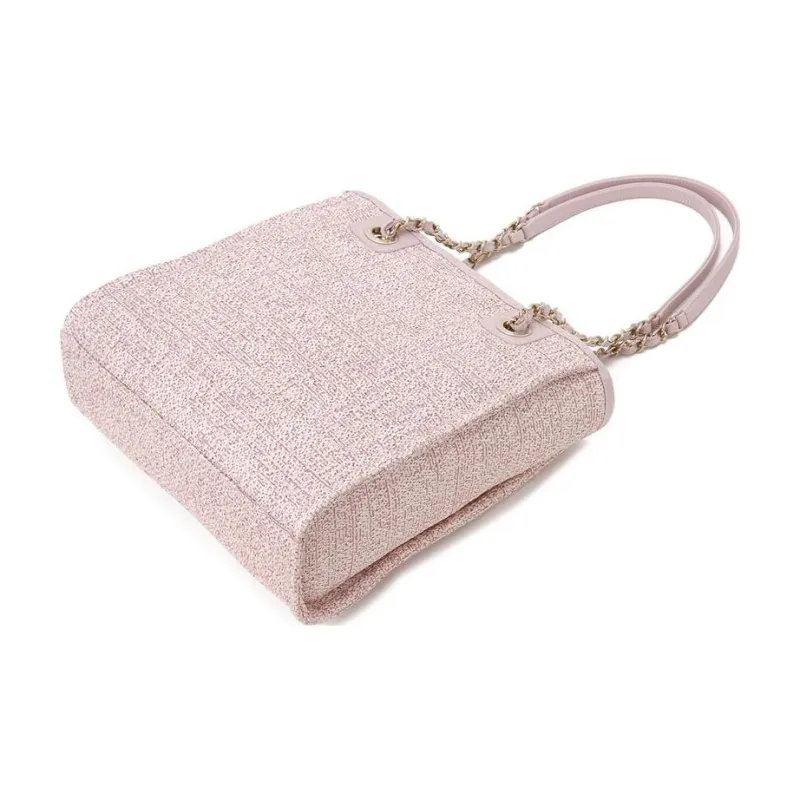 CHANEL Canvas Beach Bag, Tote Bag, Shopping Bag, Shoulder Bag, Handbag Women's Pink-3