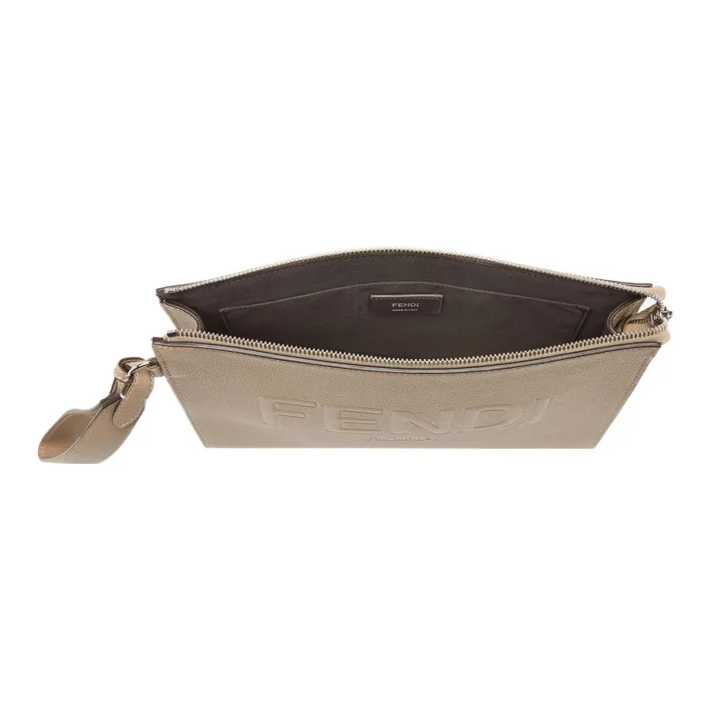 FENDI ROMA Leather Clutch Regular Men's Light Umber-3