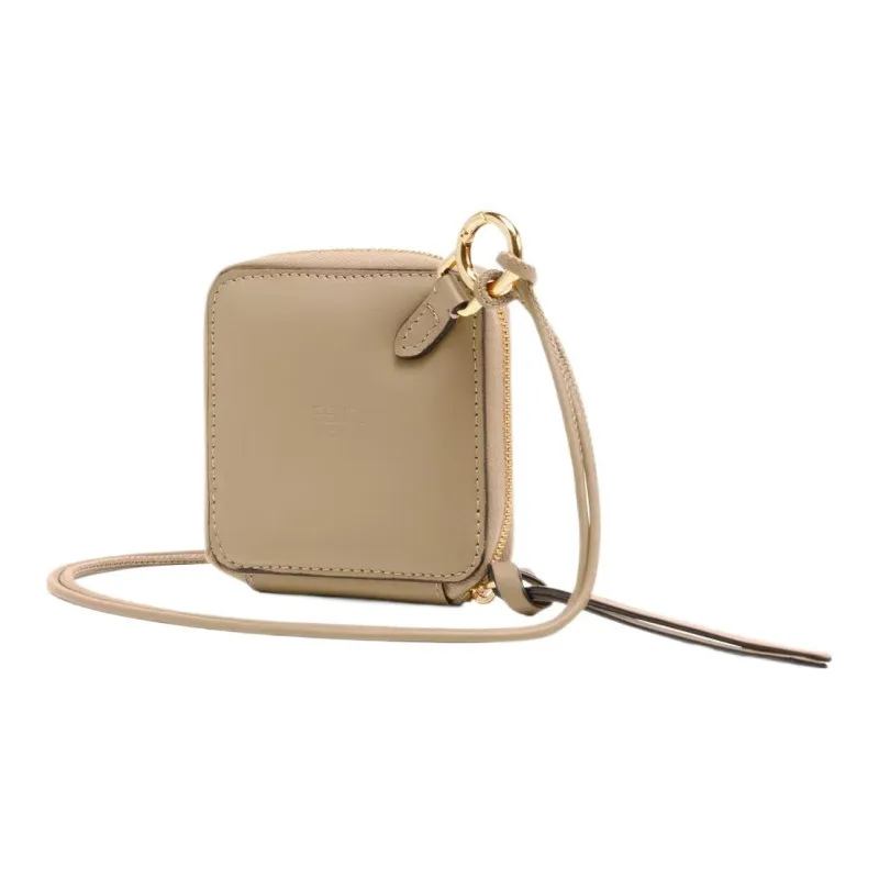 FENDI Calfskin Coin Purse Small Size Women's Dove Gray-2