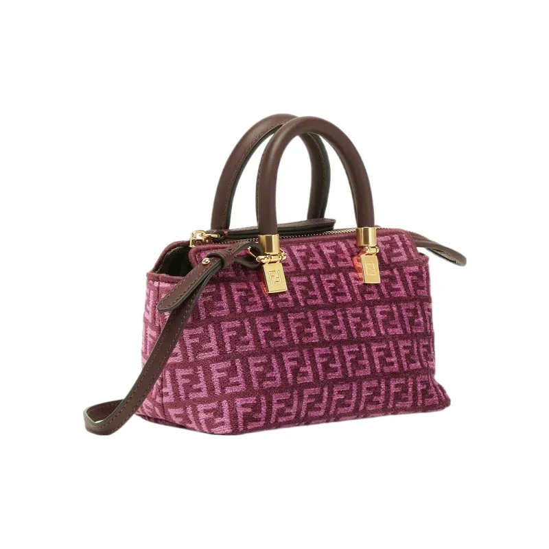 FENDI By The Way Series Brocade Fabric Boston Bag Shoulder Bag Crossbody Bag Handbag Mini Women's Pink-1