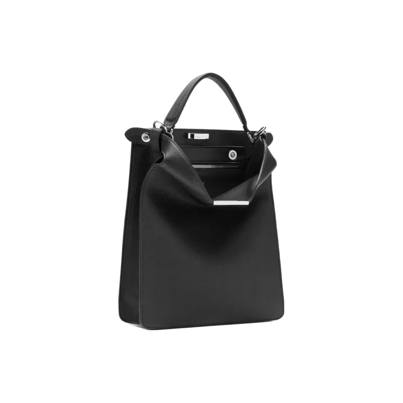 FENDI Calfskin Handbag, Shoulder Bag, Crossbody Bag Small Size Men's Black-3