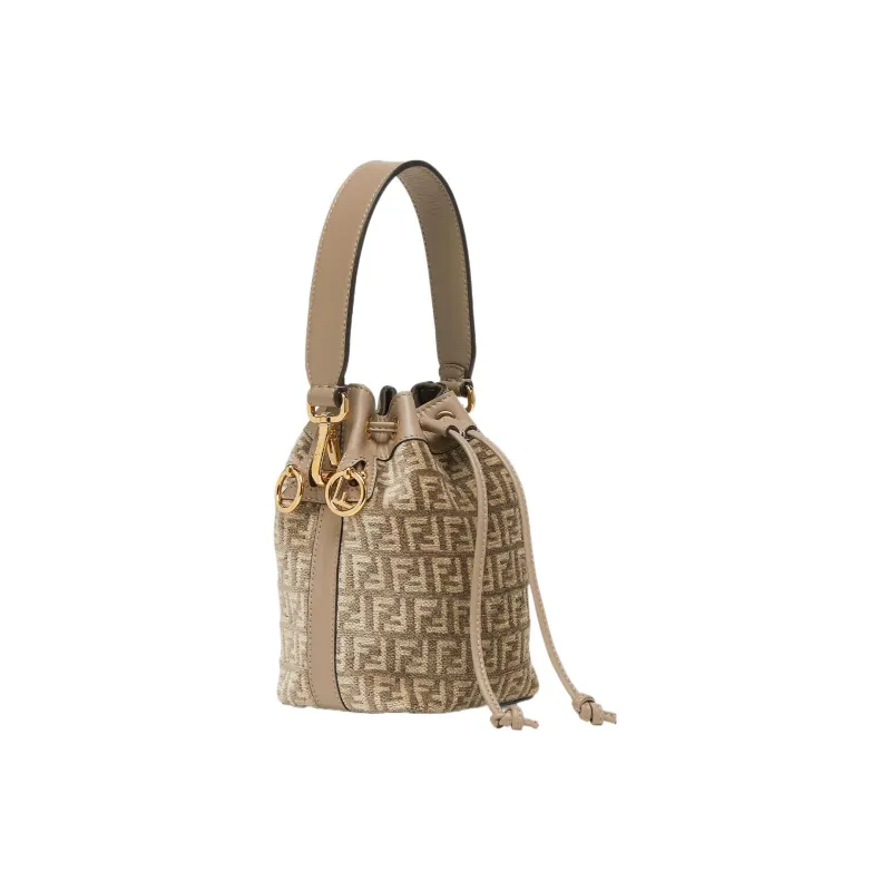 FENDI Mon Tresor Brocade Fabric Bucket Bag, Shoulder Bag, Crossbody Bag, Handbag Small Size Women's Dove Gray-1