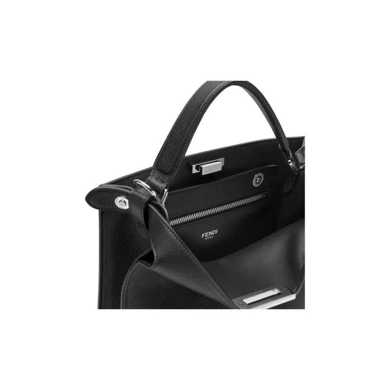 FENDI Calfskin Handbag, Shoulder Bag, Crossbody Bag Small Size Men's Black-6