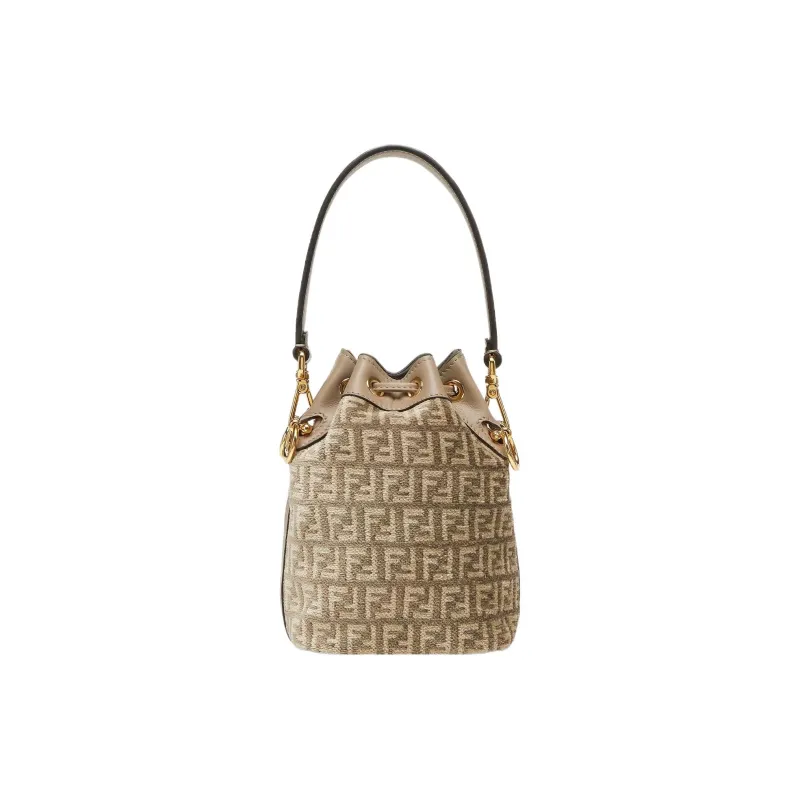 FENDI Mon Tresor Brocade Fabric Bucket Bag, Shoulder Bag, Crossbody Bag, Handbag Small Size Women's Dove Gray-2