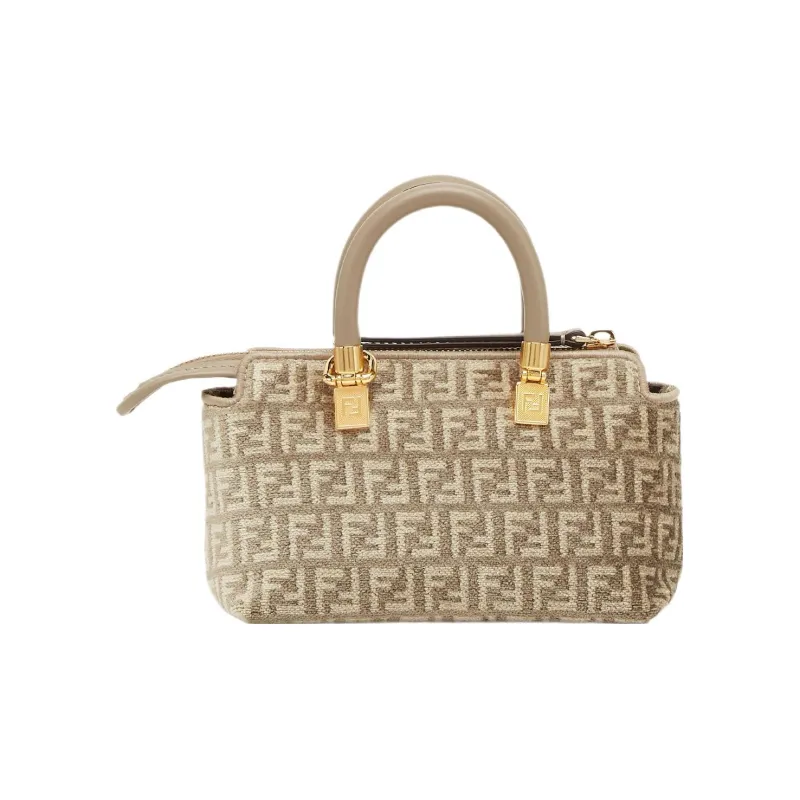 FENDI By The Way Series Calfskin With Cotton Boston Bag, Shoulder Bag, Crossbody Bag, Handbag Mini Women's Dove Gray-2