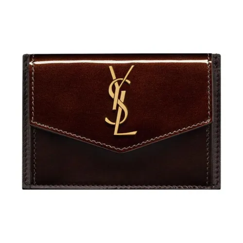 SAINT LAURENT UPTOWN Calfskin Card Holder Regular Women's Burgundy