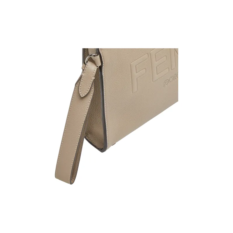 FENDI ROMA Leather Clutch Regular Men's Light Umber-4