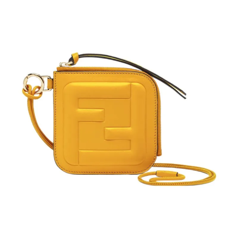 FENDI FF Calfskin Card Holder Women's Yellow-0