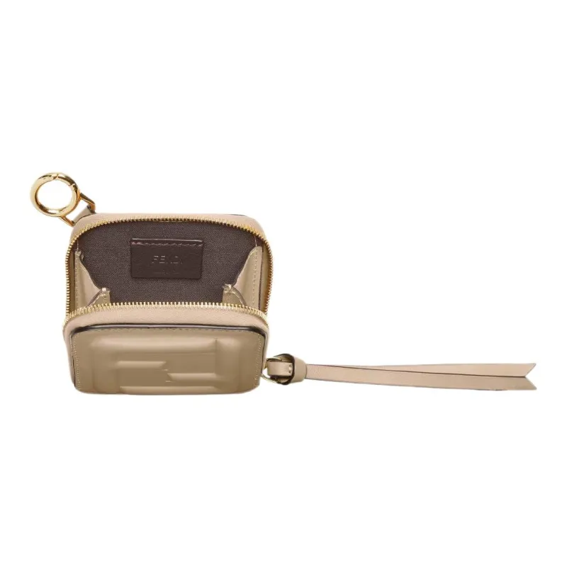 FENDI Calfskin Coin Purse Small Size Women's Dove Gray-1