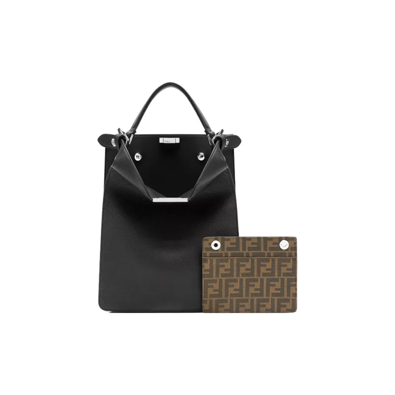 FENDI Calfskin Handbag, Shoulder Bag, Crossbody Bag Small Size Men's Black-2