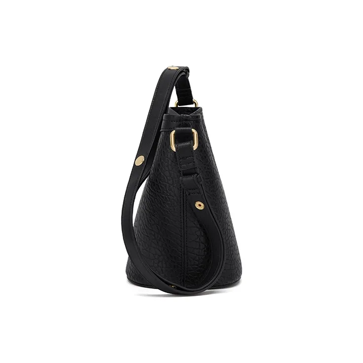 CinvaiKrose Cow Leather Shoulder Bag, Crossbody Bag, Bucket Bag, Cylinder Bag Small Size Women's Brown/Apricot/Black-15