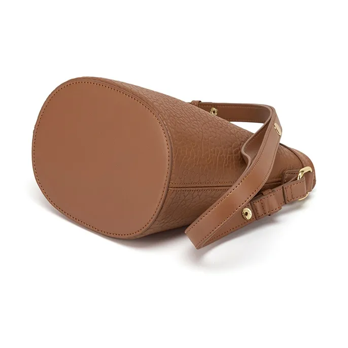 CinvaiKrose Cow Leather Shoulder Bag, Crossbody Bag, Bucket Bag, Cylinder Bag Small Size Women's Brown/Apricot/Black-4