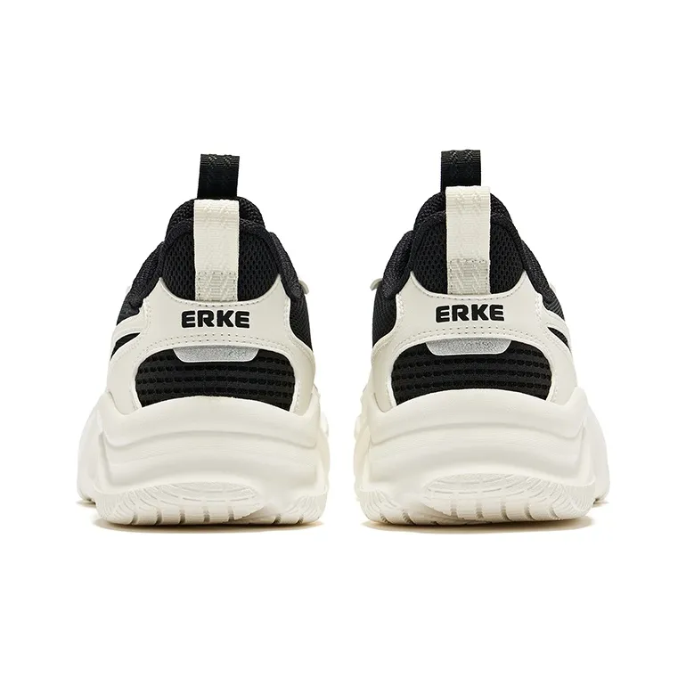Erke Jie Ao 2.0 Cushioning Anti Slip And Wear Resistant Low Top Casual Shoes Women's Jet Black Microcrystal White-4